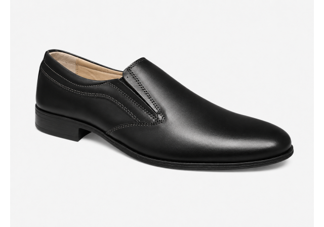 Pantofi barbati negri eleganti din piele naturala fara sireturi - GKR109NN